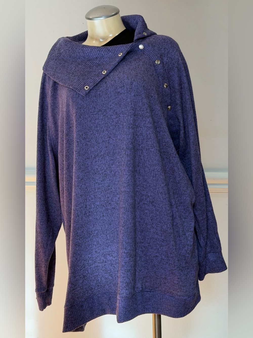 Cozy Purple Button-Shoulder Womens Sweater
